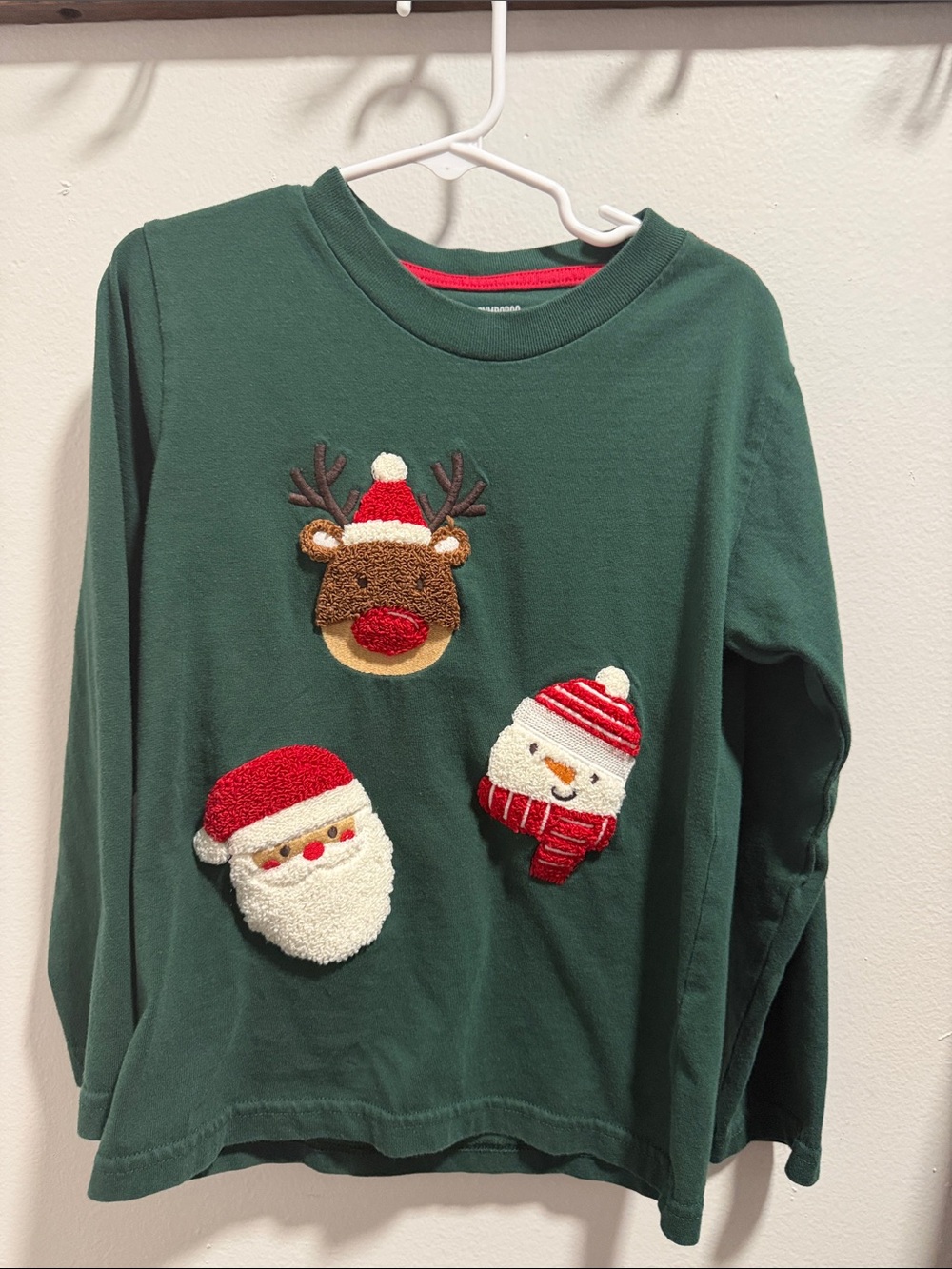 Gymboree Green Holiday Appliqué Long-Sleeve Tee with Santa, Reindeer, Snowman